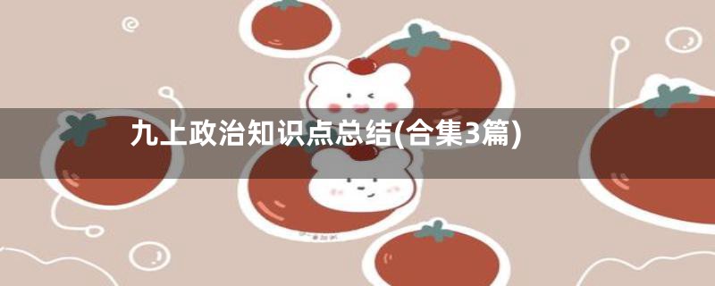 九上政治知识点总结(合集3篇)