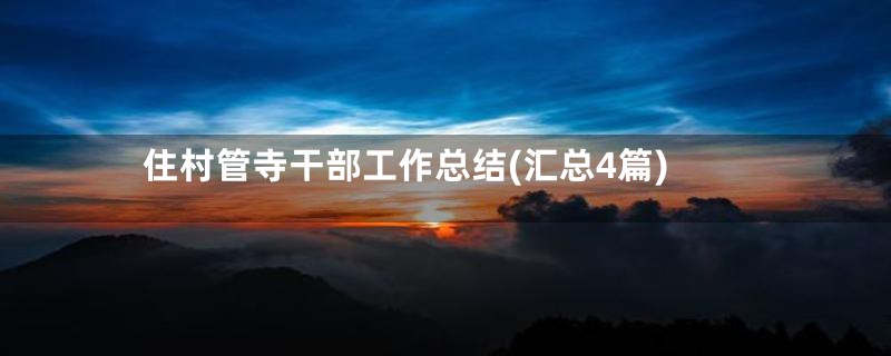 住村管寺干部工作总结(汇总4篇)