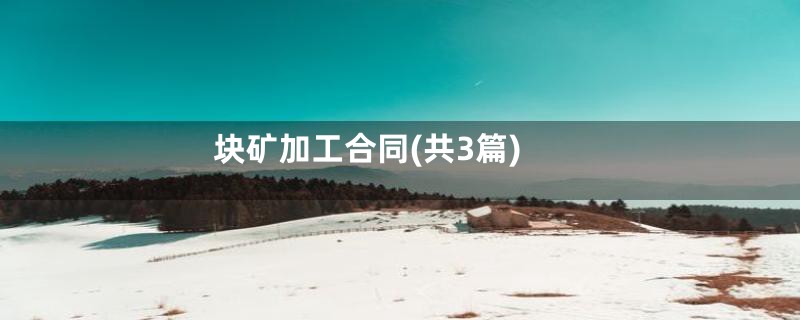 块矿加工合同(共3篇)