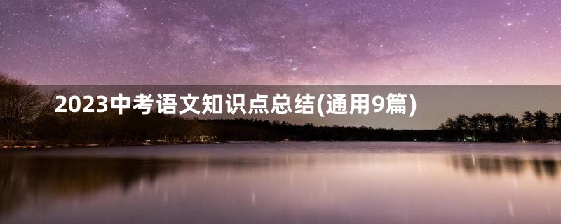 2023中考语文知识点总结(通用9篇)