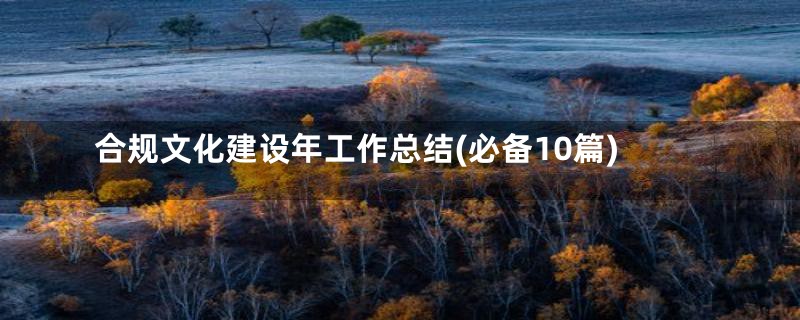合规文化建设年工作总结(必备10篇)
