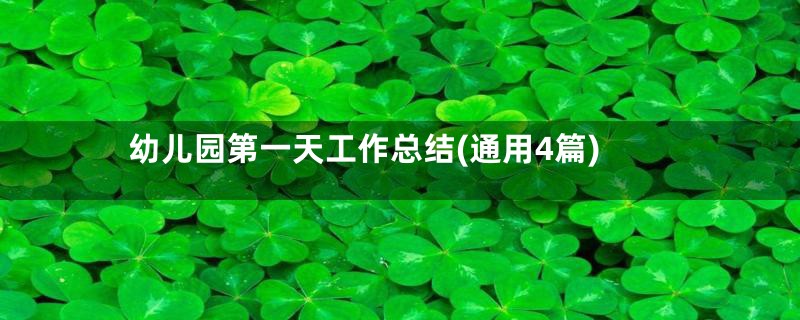 幼儿园第一天工作总结(通用4篇)