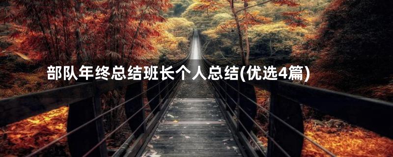 部队年终总结班长个人总结(优选4篇)