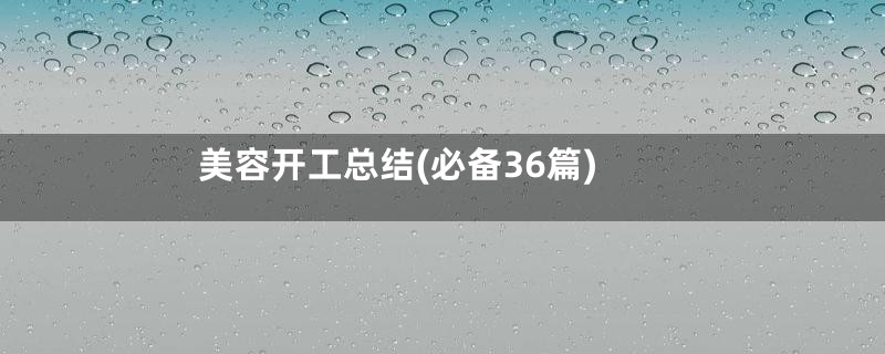 美容开工总结(必备36篇)