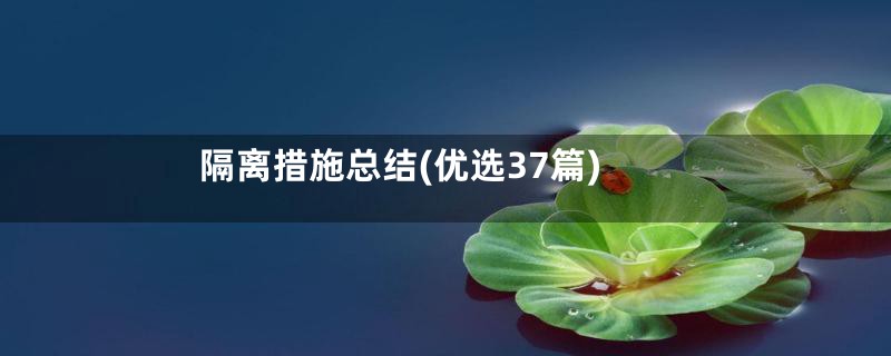 隔离措施总结(优选37篇)