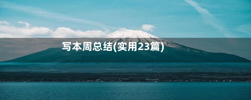 写本周总结(实用23篇)