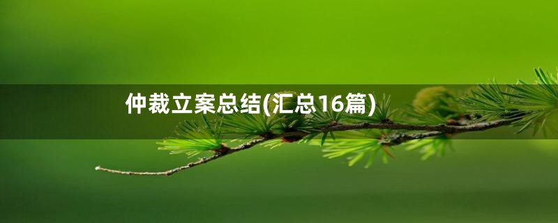 仲裁立案总结(汇总16篇)