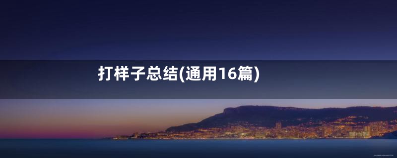 打样子总结(通用16篇)