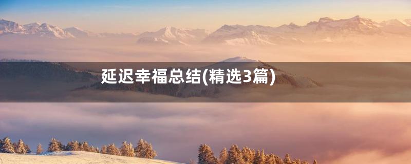 延迟幸福总结(精选3篇)