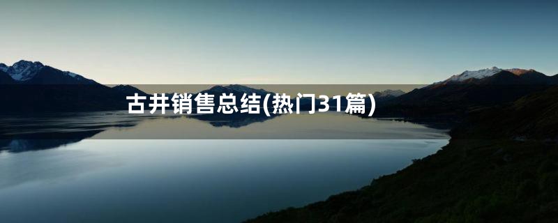 古井销售总结(热门31篇)