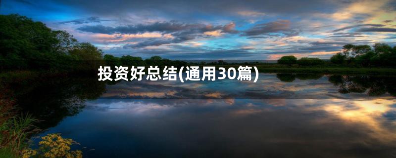投资好总结(通用30篇)