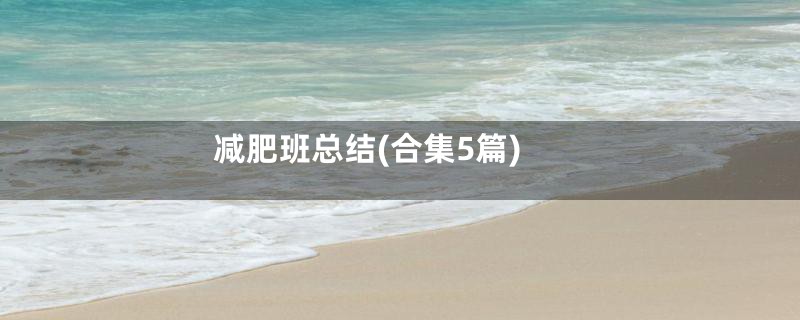 减肥班总结(合集5篇)