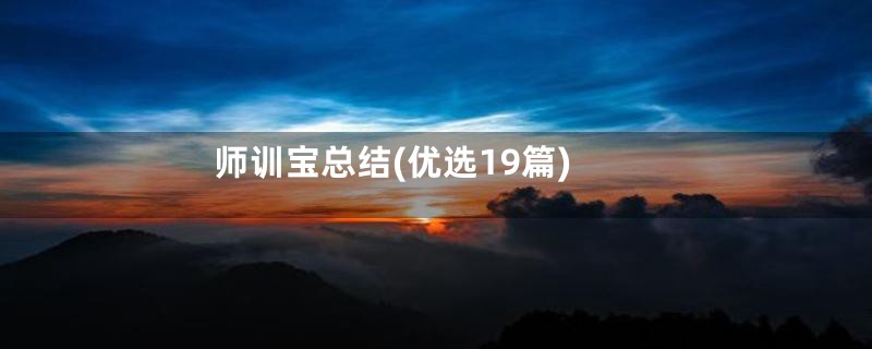 师训宝总结(优选19篇)