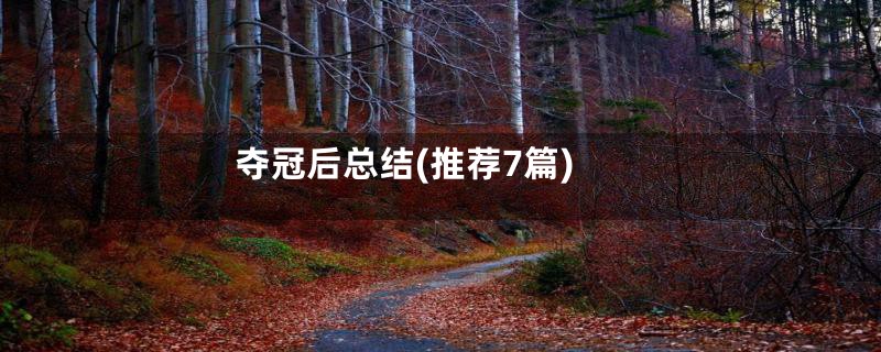夺冠后总结(推荐7篇)