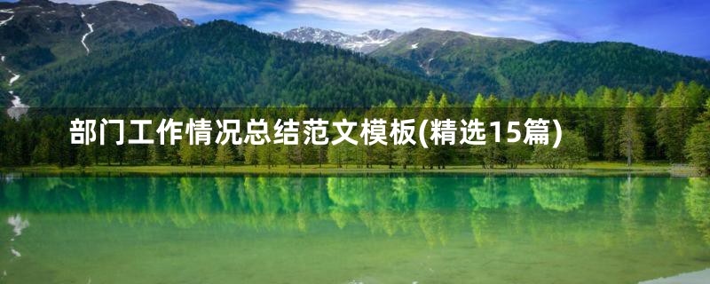 部门工作情况总结范文模板(精选15篇)