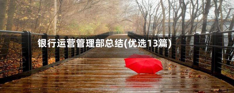 银行运营管理部总结(优选13篇)