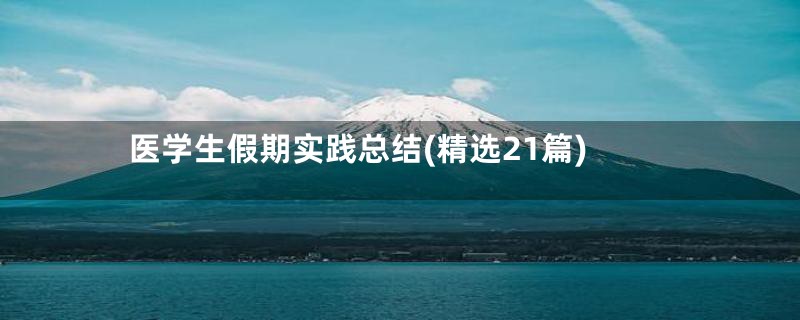 医学生假期实践总结(精选21篇)