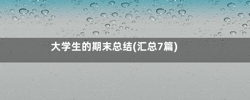 大学生的期末总结(汇总7篇)