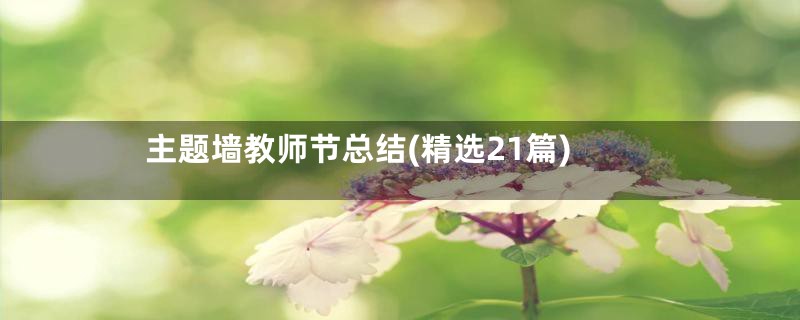 主题墙教师节总结(精选21篇)