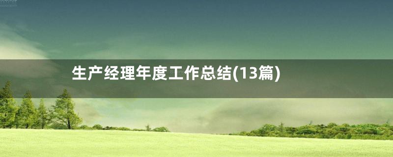 生产经理年度工作总结(13篇)