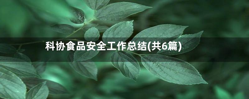 科协食品安全工作总结(共6篇)