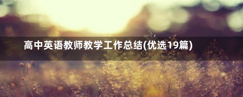 高中英语教师教学工作总结(优选19篇)