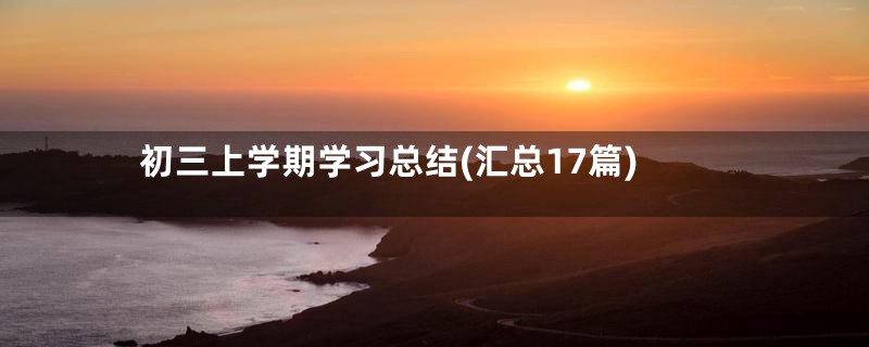 初三上学期学习总结(汇总17篇)