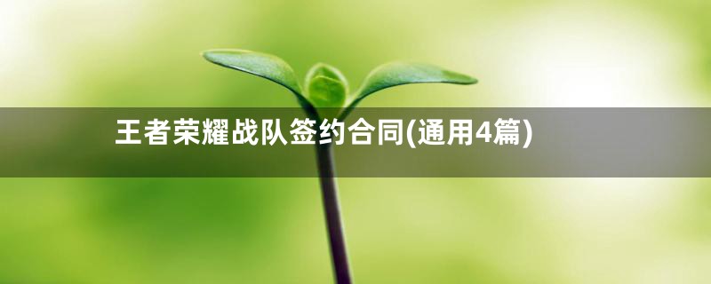王者荣耀战队签约合同(通用4篇)