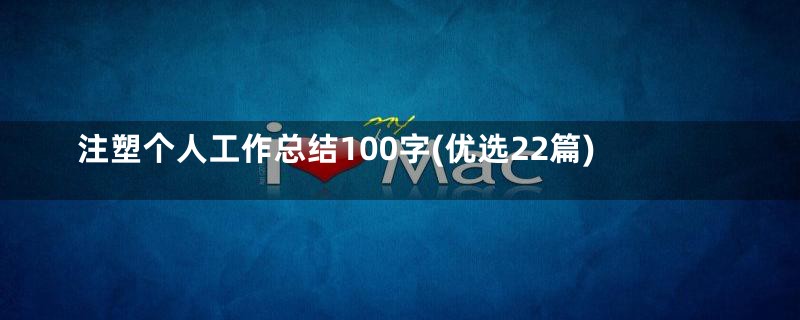 注塑个人工作总结100字(优选22篇)