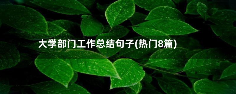 大学部门工作总结句子(热门8篇)