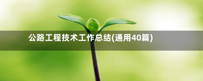 公路工程技术工作总结(通用40篇)