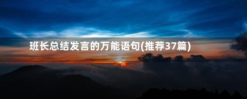班长总结发言的万能语句(推荐37篇)