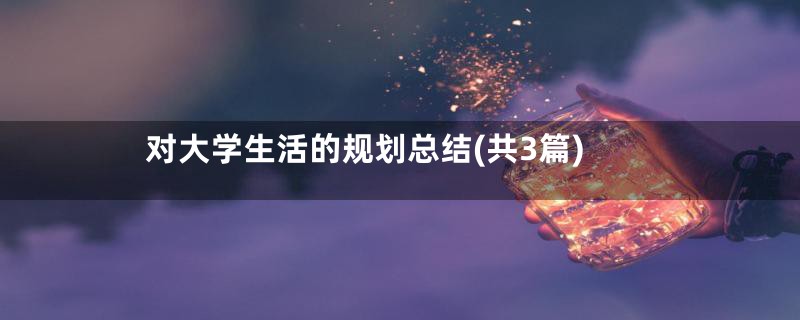 对大学生活的规划总结(共3篇)