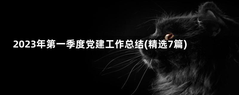 2023年第一季度党建工作总结(精选7篇)