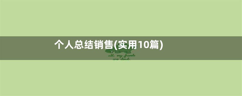 个人总结销售(实用10篇)