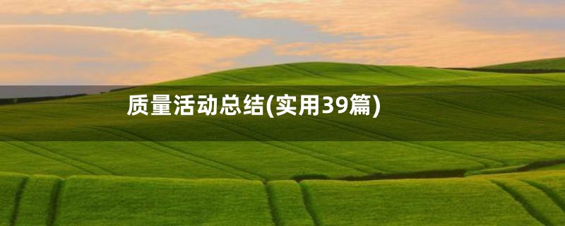 质量活动总结(实用39篇)