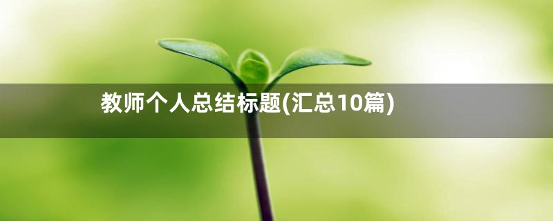 教师个人总结标题(汇总10篇)