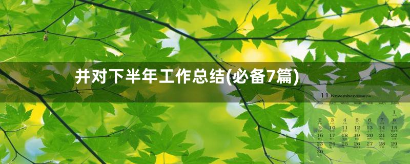 并对下半年工作总结(必备7篇)