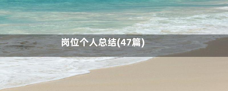 岗位个人总结(47篇)
