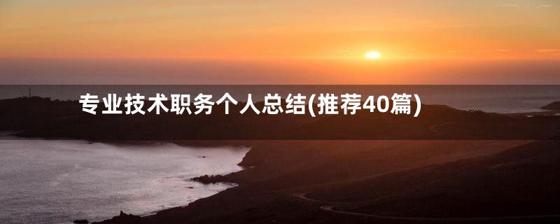 专业技术职务个人总结(推荐40篇)
