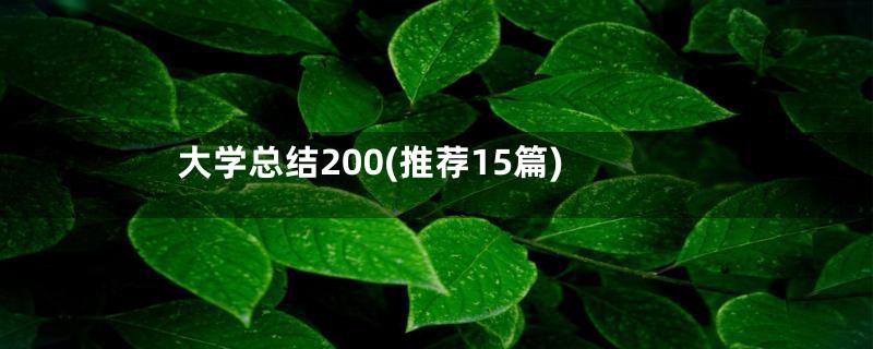 大学总结200(推荐15篇)