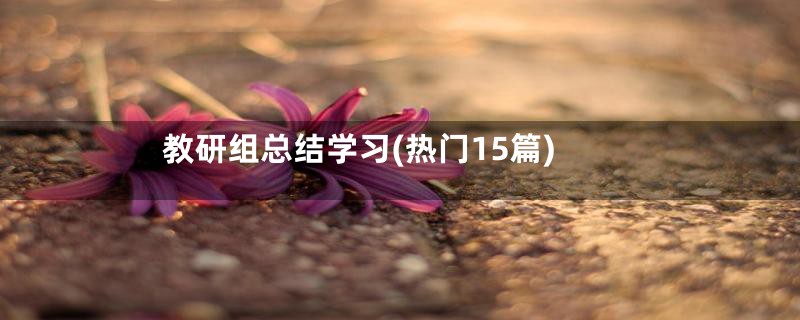 教研组总结学习(热门15篇)