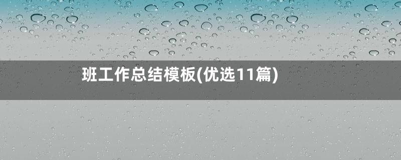 班工作总结模板(优选11篇)