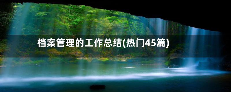 档案管理的工作总结(热门45篇)
