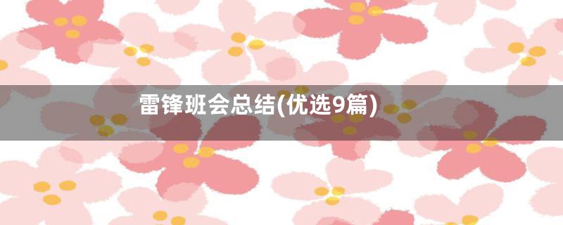 雷锋班会总结(优选9篇)