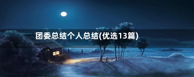 团委总结个人总结(优选13篇)