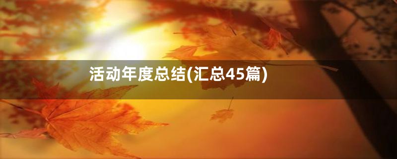 活动年度总结(汇总45篇)