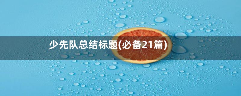 少先队总结标题(必备21篇)