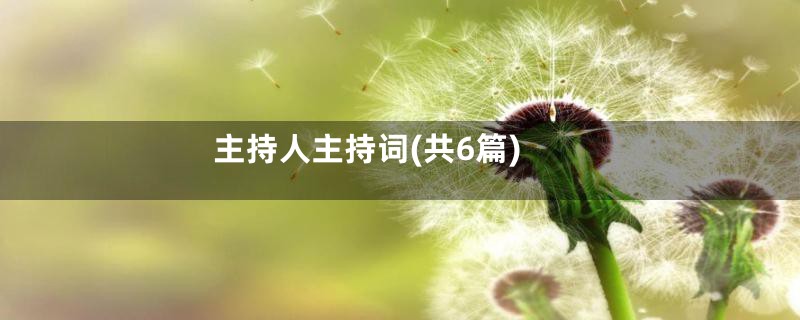 主持人主持词(共6篇)