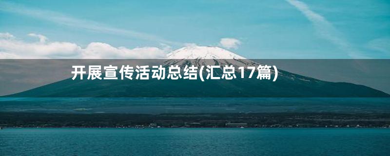 开展宣传活动总结(汇总17篇)